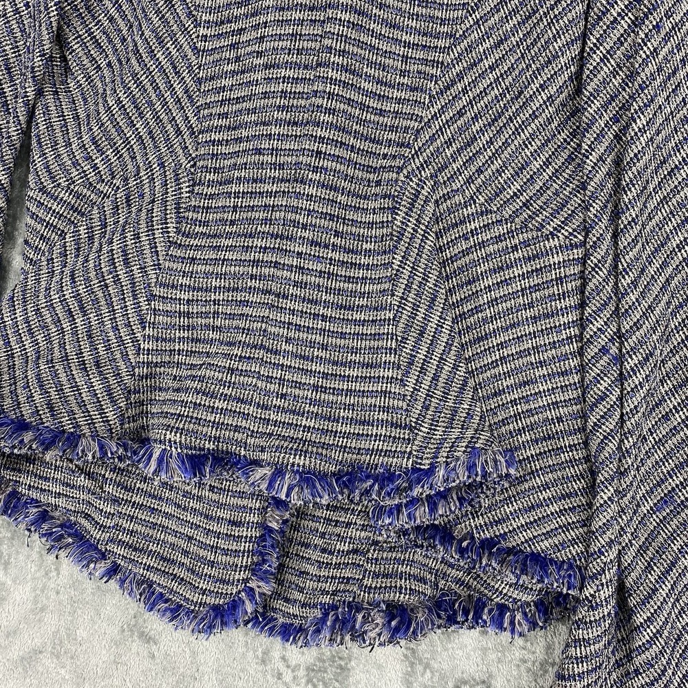 Theyskens' Theory Jacket Womens 4 Blue Jossak Tweed Button Fringe Metallic Lady - Picture 9 of 13